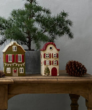 Load image into Gallery viewer, ALSACE TEA LIGHT VILLA CHRISTMAS STONE WITH RED SHUTTERS