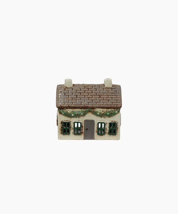 CHRISTMAS TEA LIGHT COTTAGE WITH SWAG
