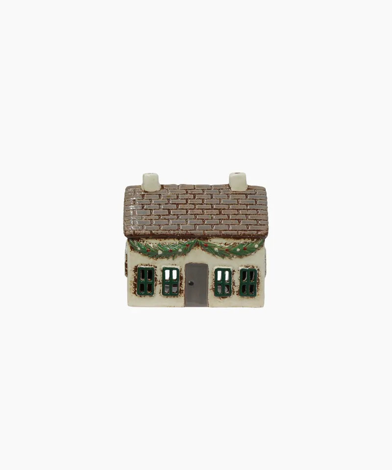 CHRISTMAS TEA LIGHT COTTAGE WITH SWAG