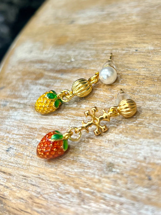 ENAMEL MISMATCHED FRUIT EARRINGS