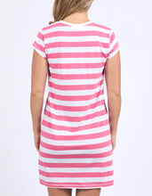Load image into Gallery viewer, FOXWOOD SIGNATURE STRIPE TEE DRESS - HOT PINK &amp; WHITE