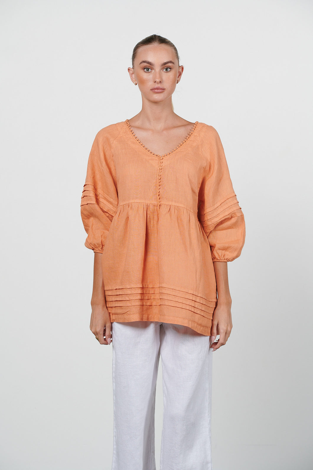 V-NECK LINEN BLOUSE