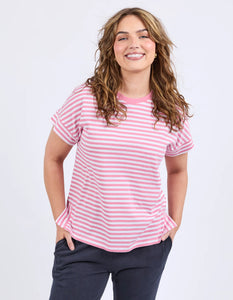 YARA STRIPE S/S TEE - CHATEAU ROSE