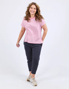 YARA STRIPE S/S TEE - CHATEAU ROSE