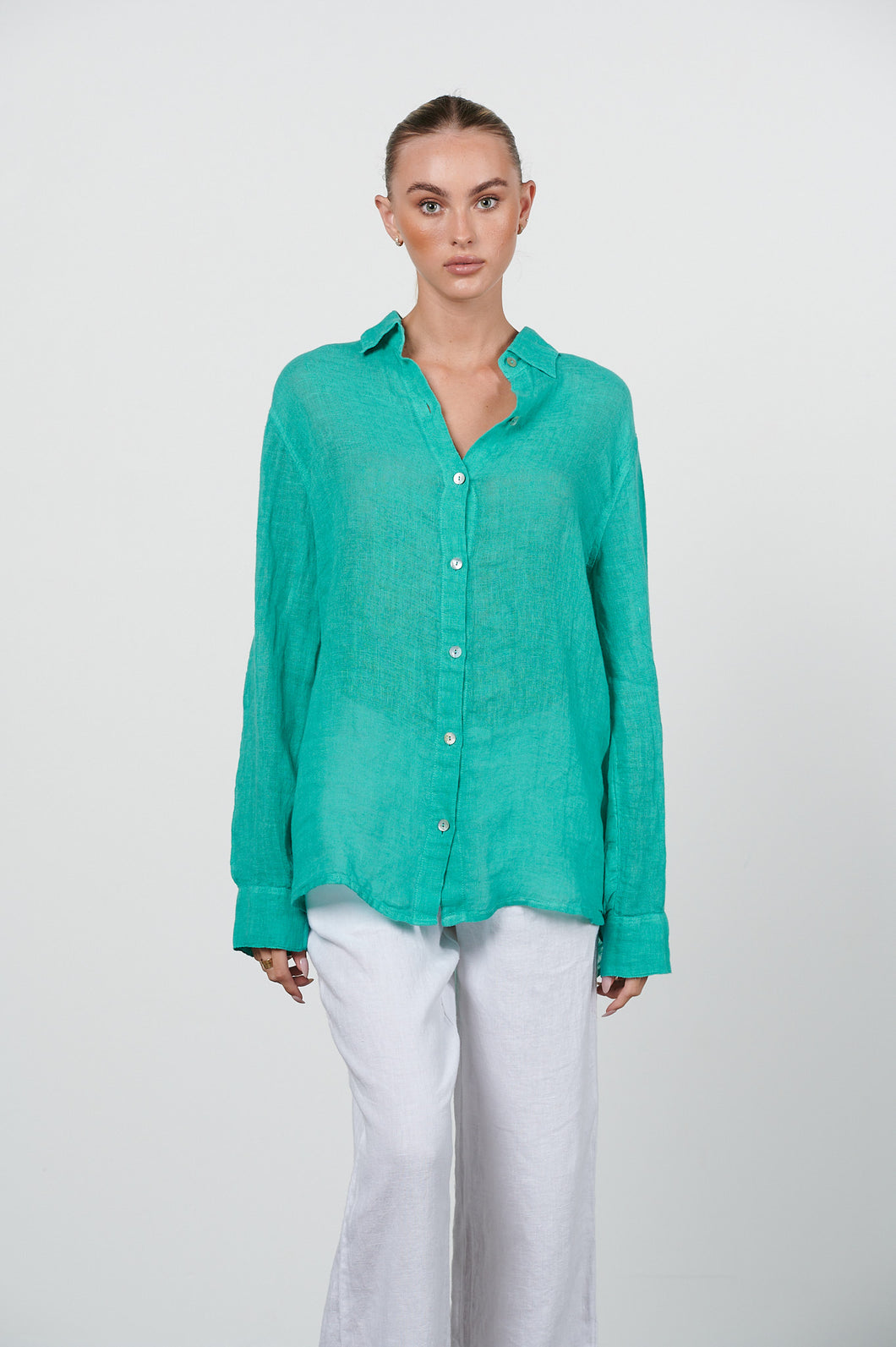 Button Up Gauze Linen Shirt