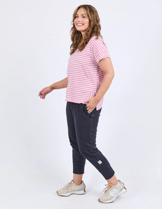 YARA STRIPE S/S TEE - CHATEAU ROSE