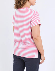 YARA STRIPE S/S TEE - CHATEAU ROSE