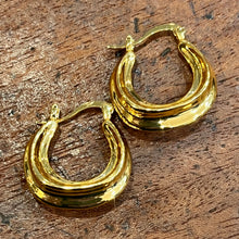 Load image into Gallery viewer, GOLD PLATED C’S HOOPED EARRINGS