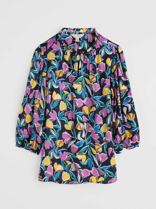 FLOWER WEAVE TOP - COLLAGED TULIPS MARITIME