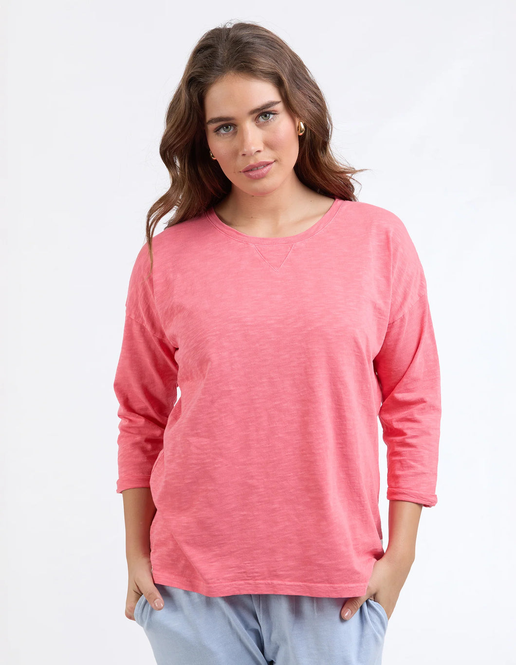 ANNIE 3/4 SLEEVE TEE - COSY CORAL