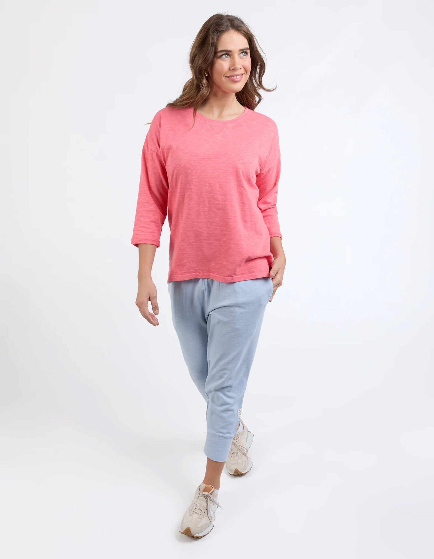 ANNIE 3/4 SLEEVE TEE - COSY CORAL