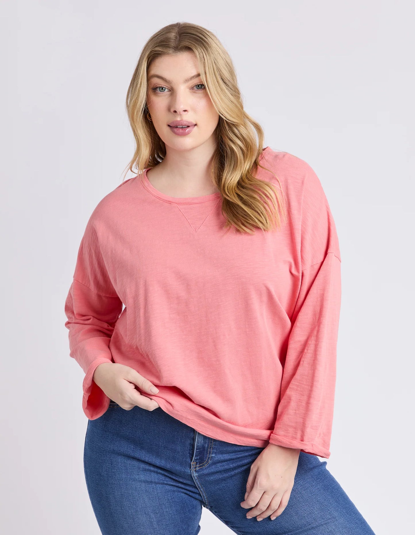 ANNIE 3/4 SLEEVE TEE - COSY CORAL