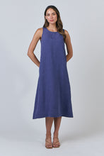 Load image into Gallery viewer, LINEN MIDI DRESS - BLUEBERRY