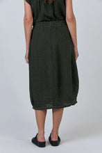 Load image into Gallery viewer, LICORICE LINEN SKIRT WITH CONTRAST STITCHING