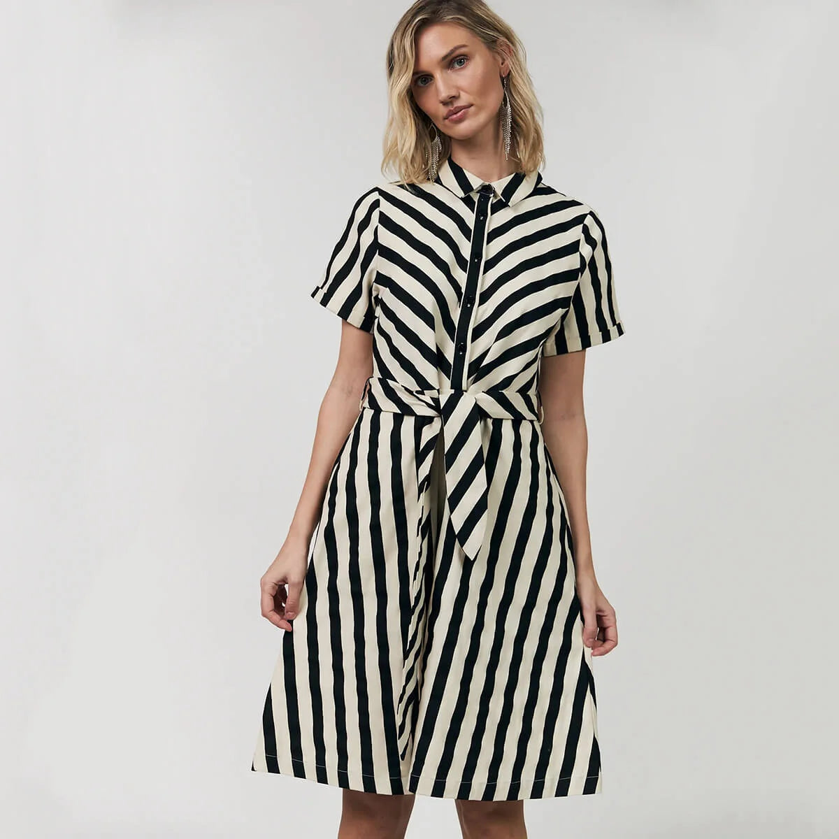 TULLE MIDI DRESS - BLACK STRIPE