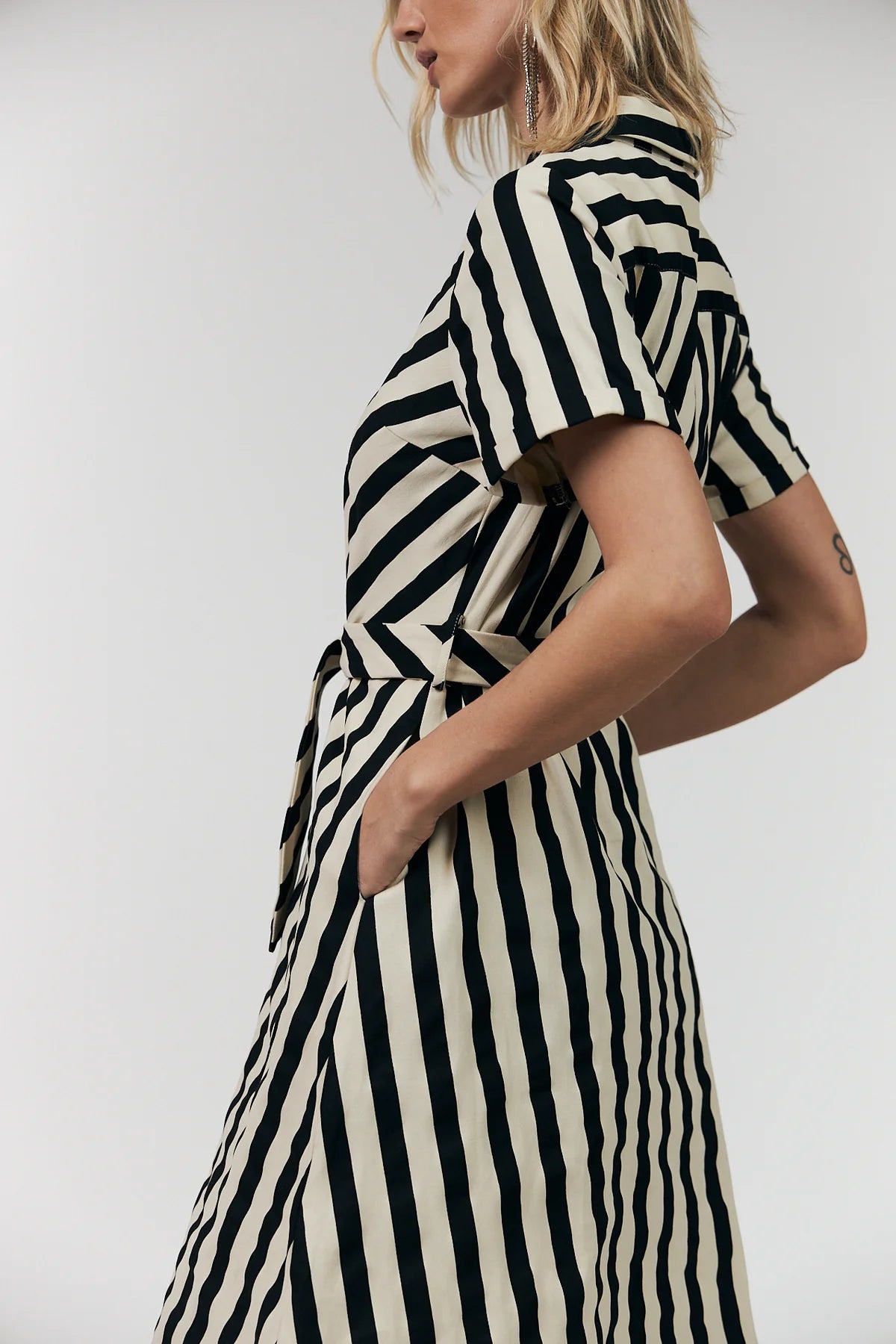 TULLE MIDI DRESS - BLACK STRIPE