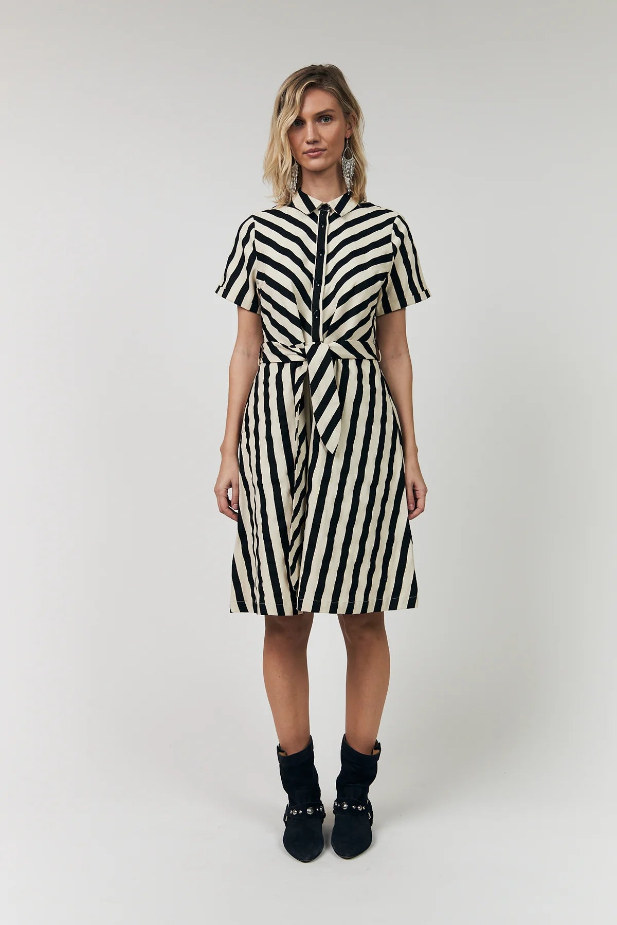 TULLE MIDI DRESS - BLACK STRIPE