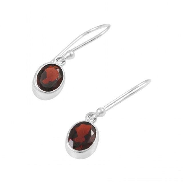 GARNET OVAL DROP EARRINGS