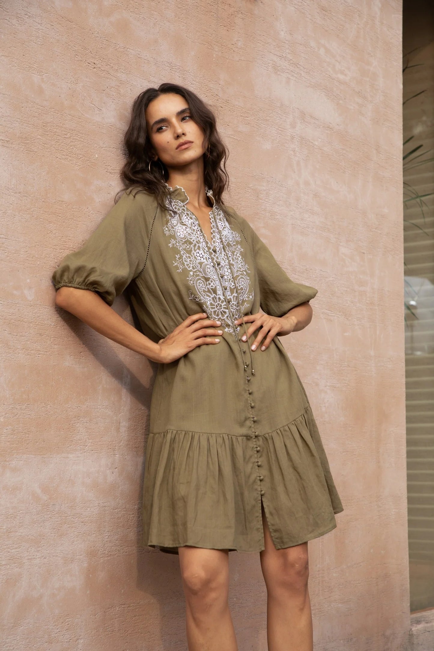 GENENIEVE DRESS - BROWN