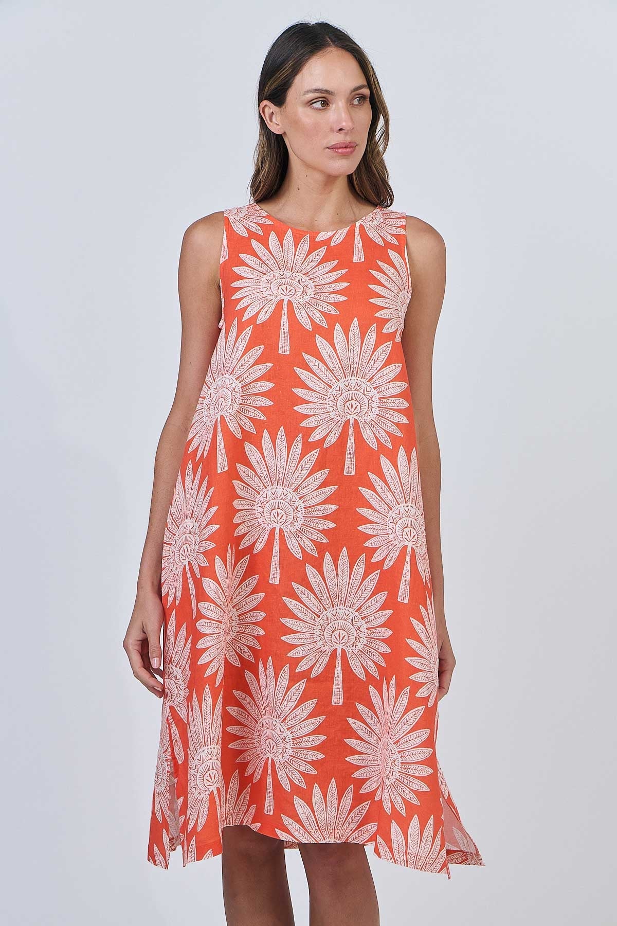 URCHIN PRINT LINEN DRESS