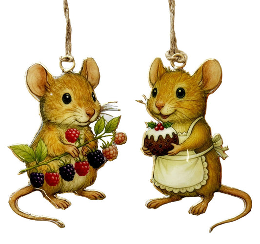 METAL BERRY MICE DECORATION