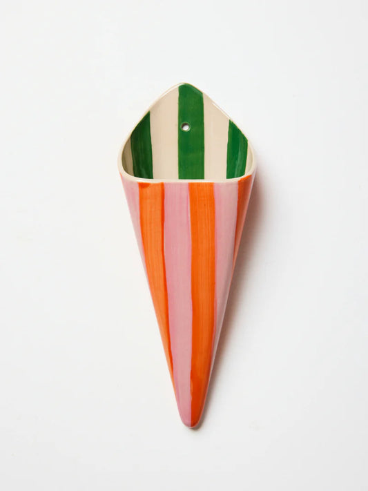 FOLLY WALL VASE - PINK STRIPE