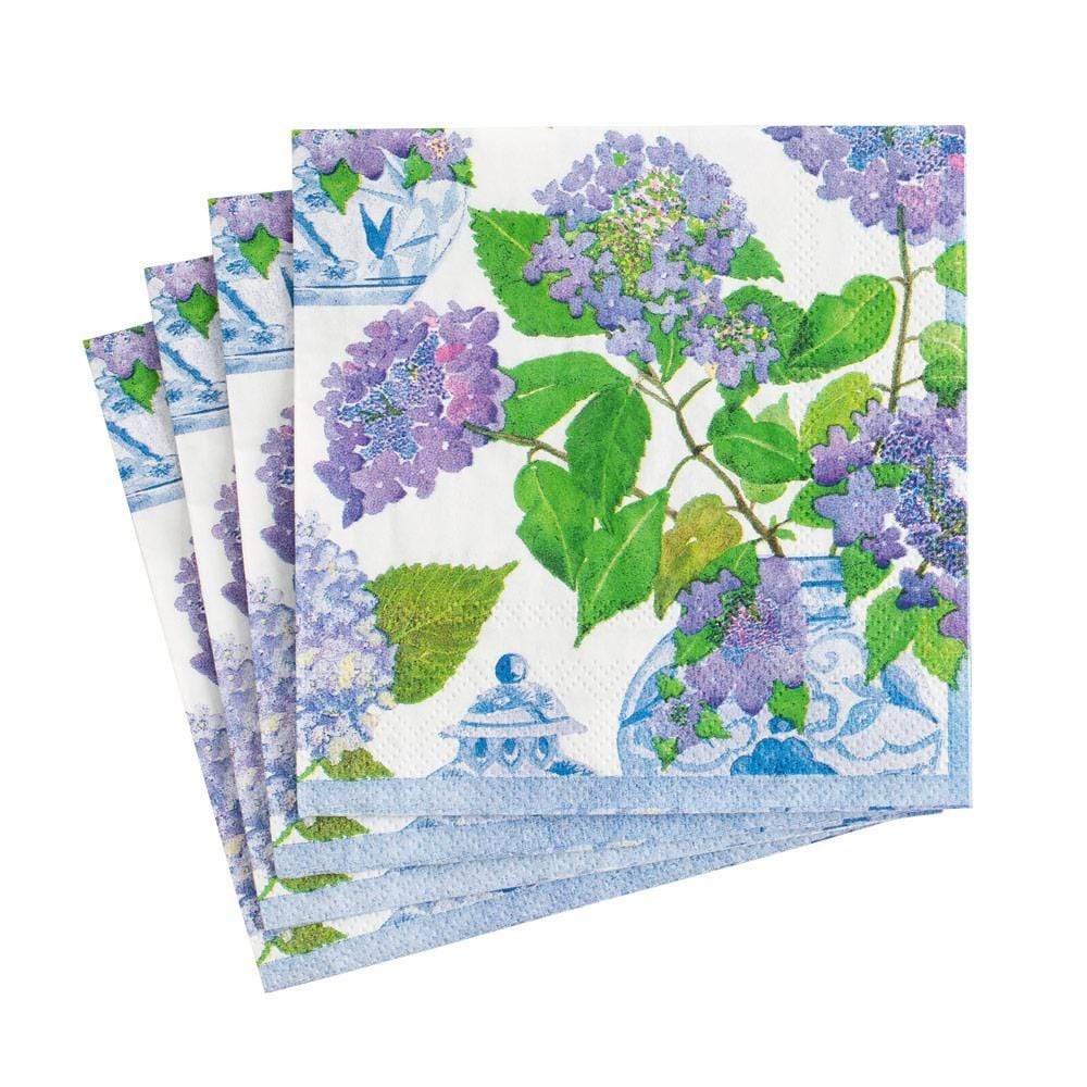 HYDRANGEAS AND PORCELAIN COCKTAIL NAPKINS