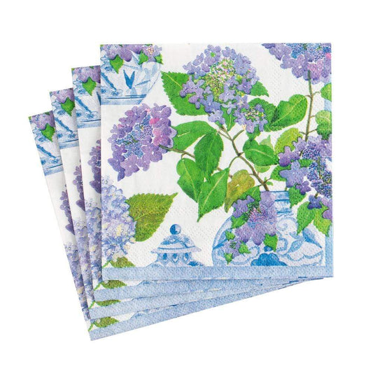 HYDRANGEAS AND PORCELAIN COCKTAIL NAPKINS