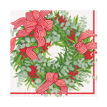 Load image into Gallery viewer, RIBBON STRIPE WREATH CHRISTMAS NAPKINS