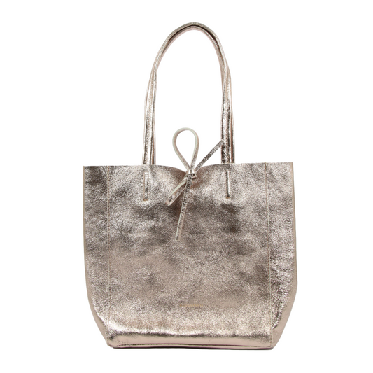 METALLIC MEDIUM TOTE - CHAMPAGNE