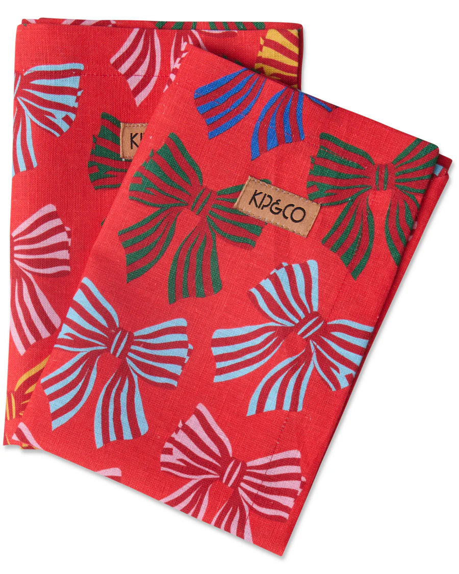 FESTIVE BOW 4P NAPKIN SET