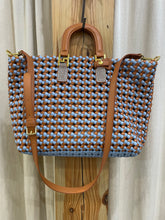 Load image into Gallery viewer, WOVEN TOTE BAG - BLUE &amp; TAN