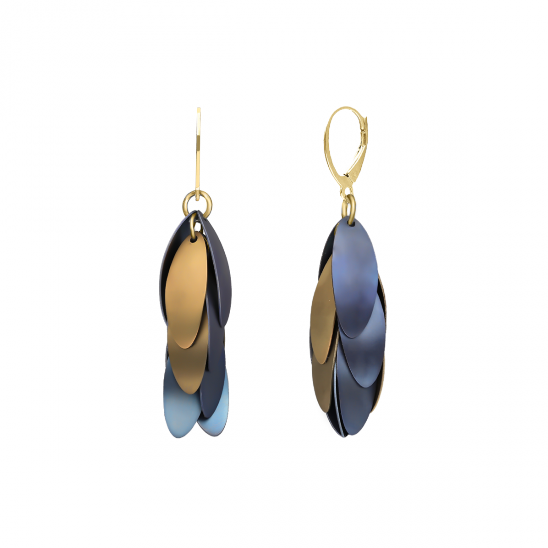 SILVER & TITANIUM DROP PETAL EARRINGS