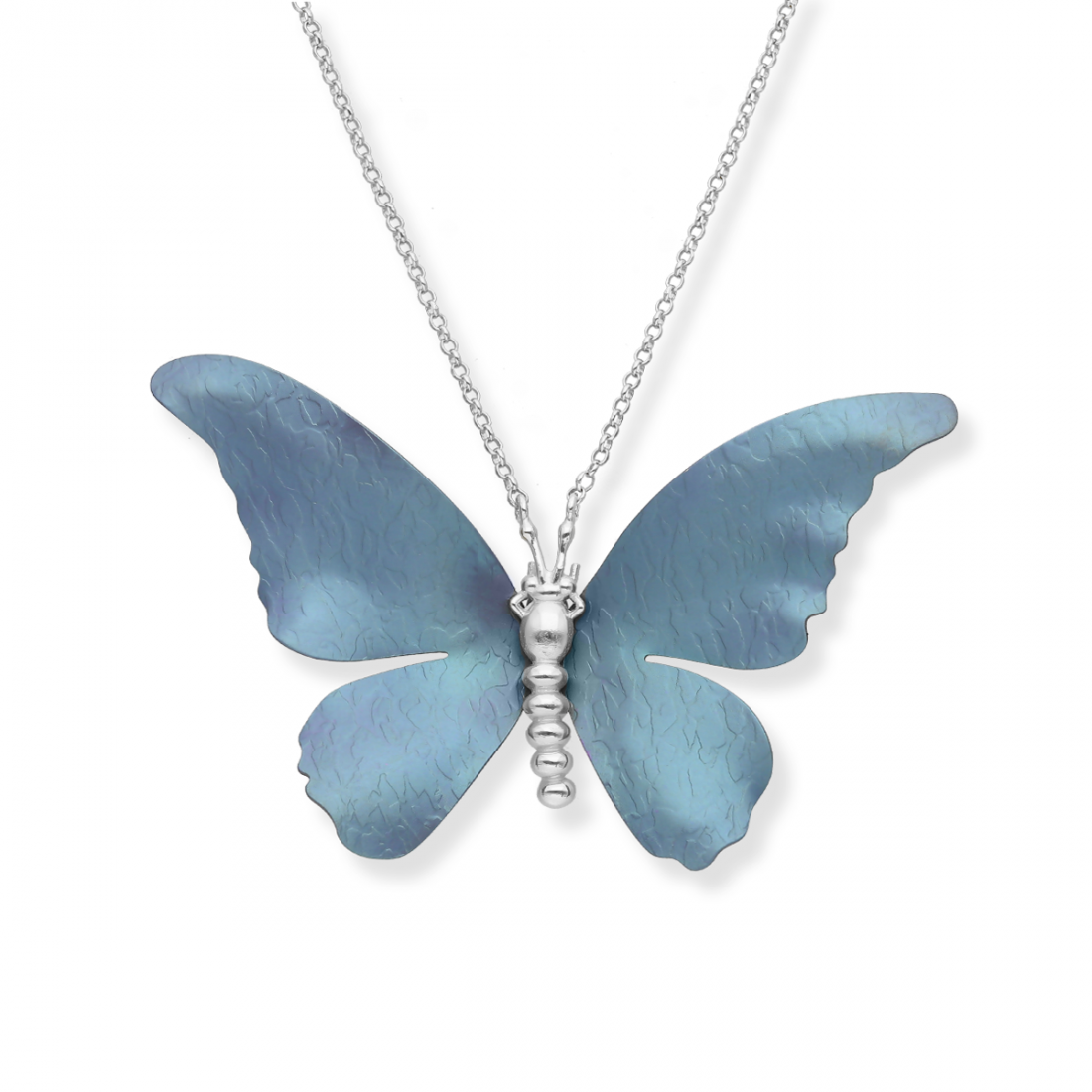 BLUE BUTTERFLY TITANIUM NECKLACE