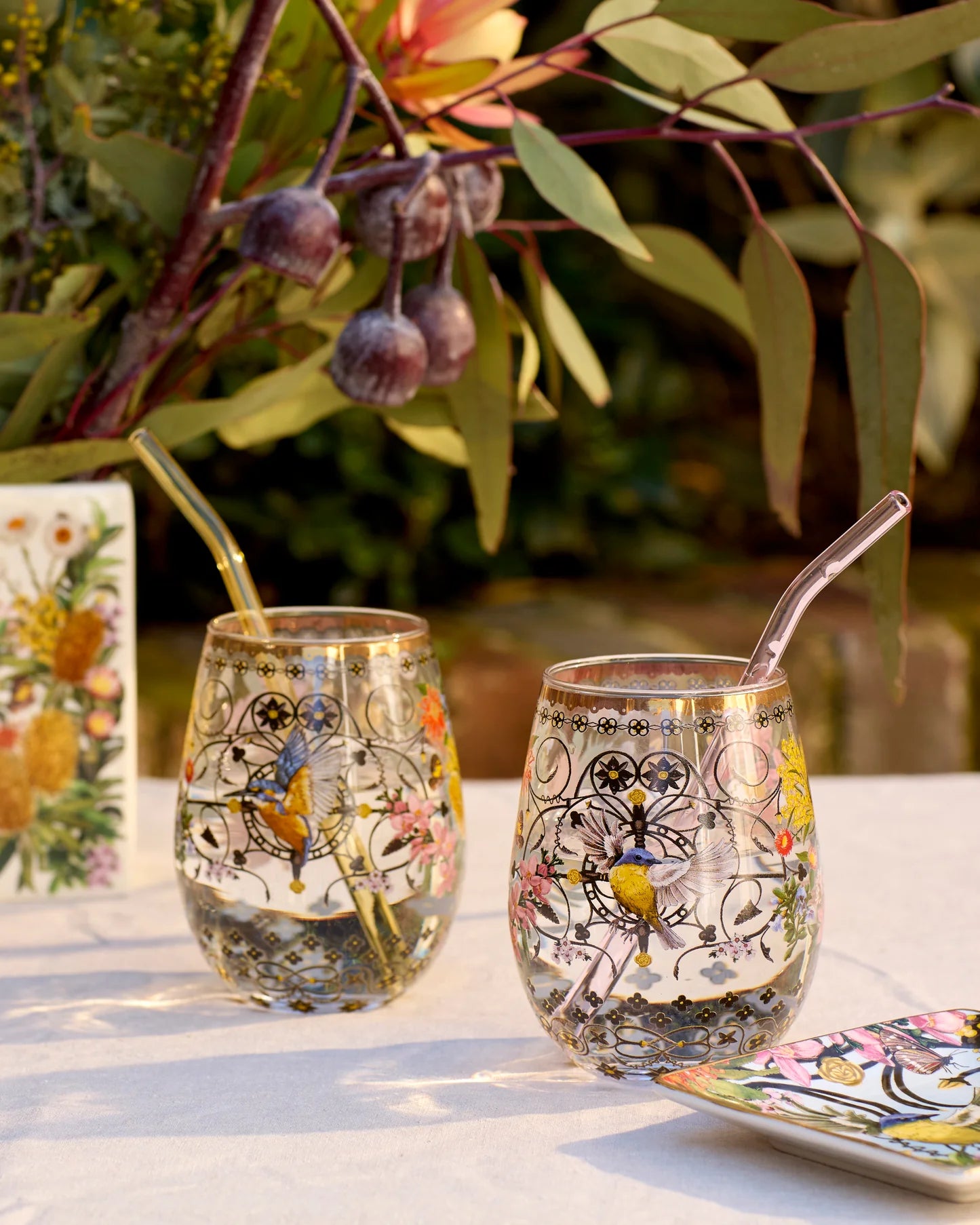 SET 2 GLASS TUMBLERS - ROYAL BOTANIC GARDENS VICTORIA
