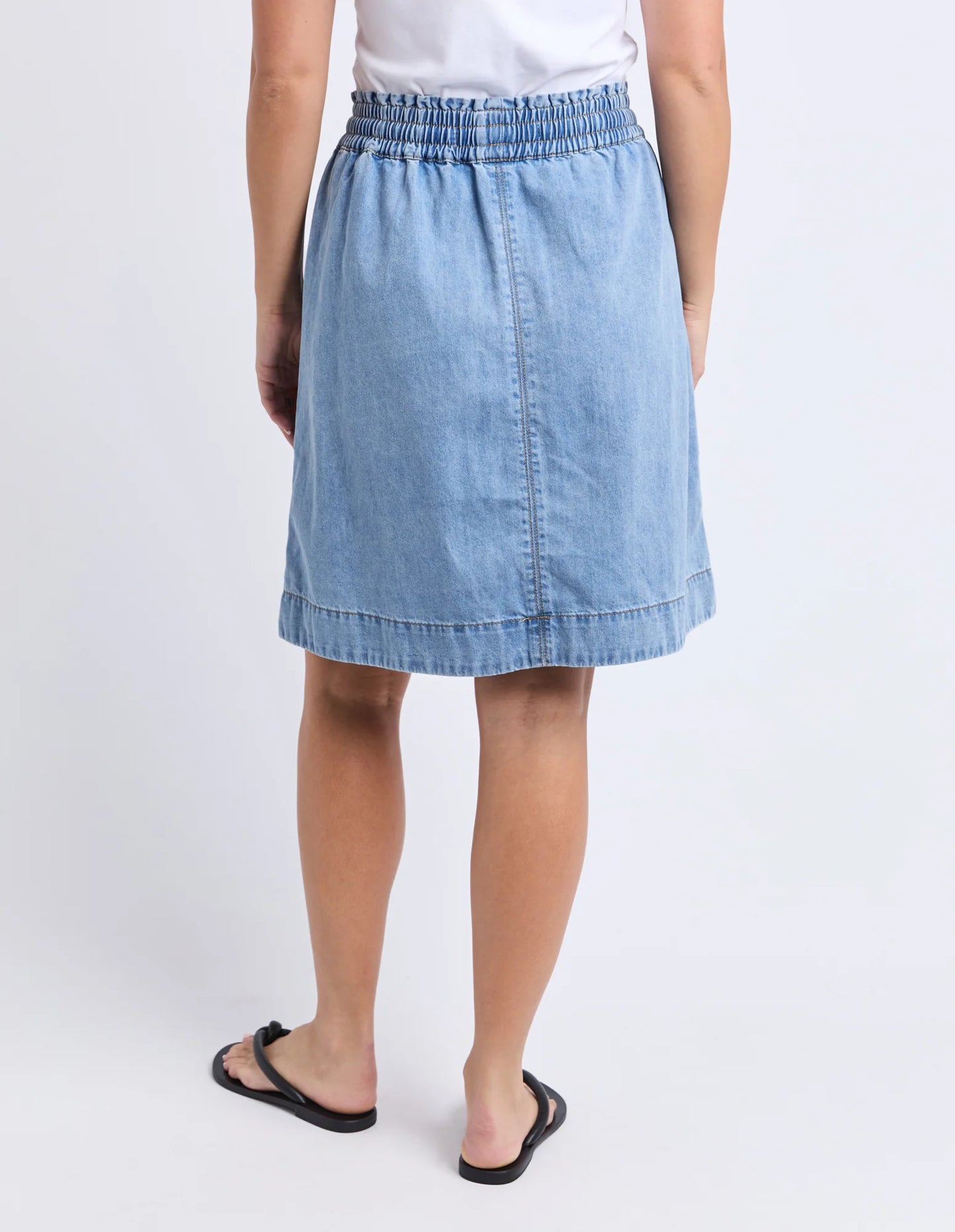 PAISLEY DENIM SKIRT - LIGHT BLUE WASH