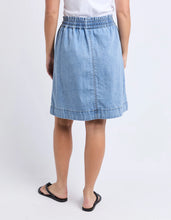 Load image into Gallery viewer, PAISLEY DENIM SKIRT - LIGHT BLUE WASH