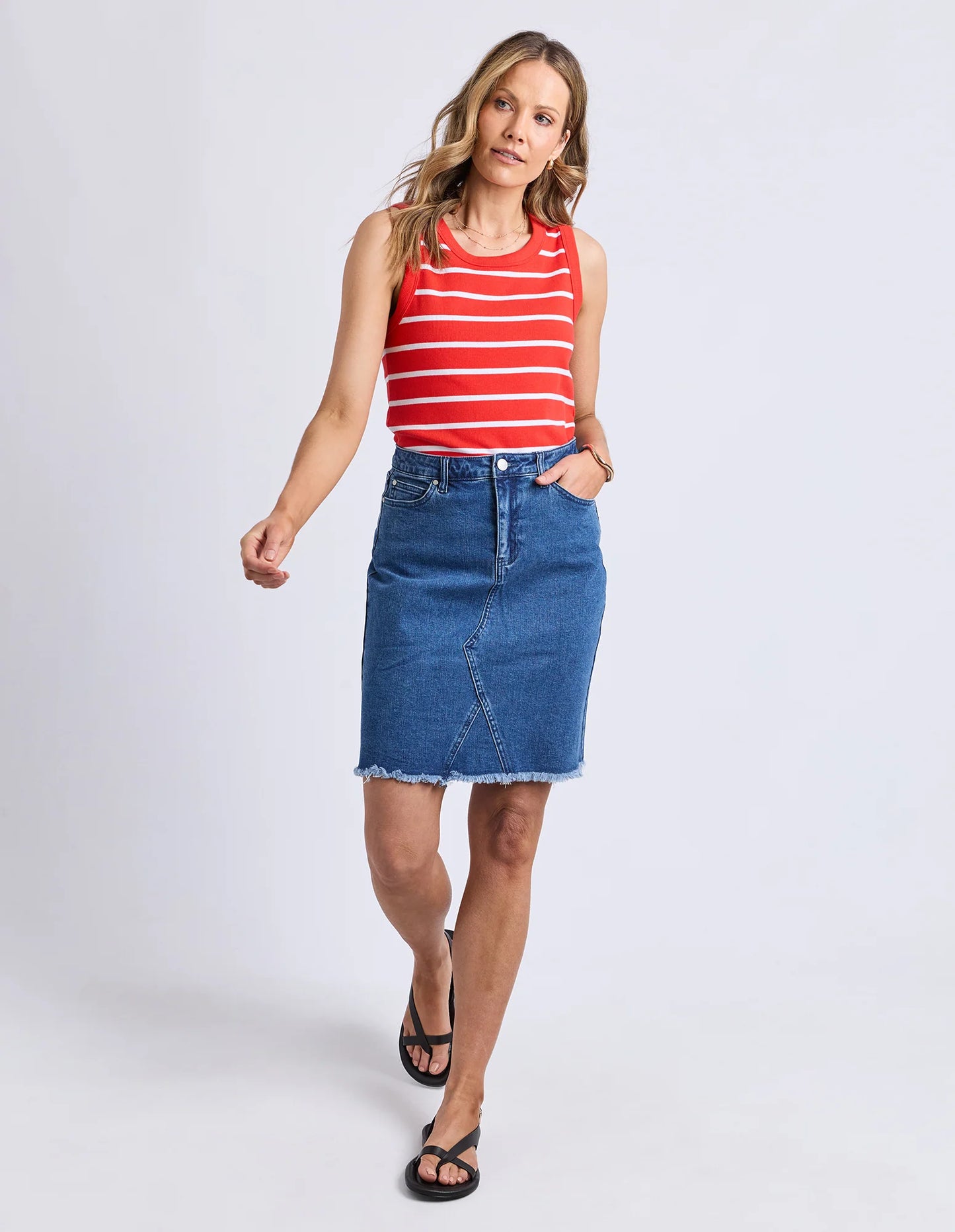IRIS STRIPE TANK - TANGELO WHITE STRIPE