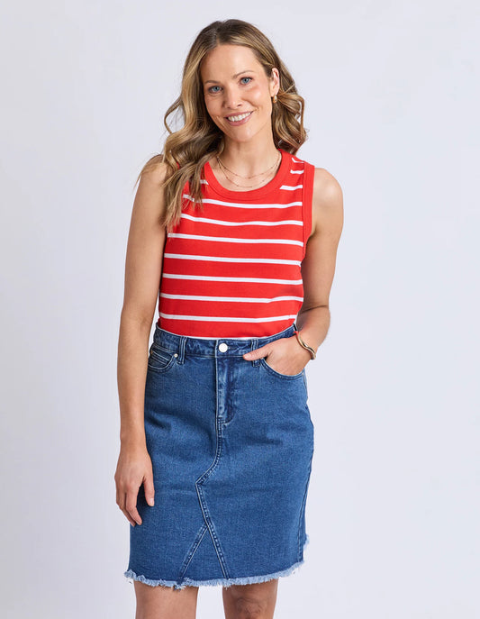 IRIS STRIPE TANK - TANGELO WHITE STRIPE