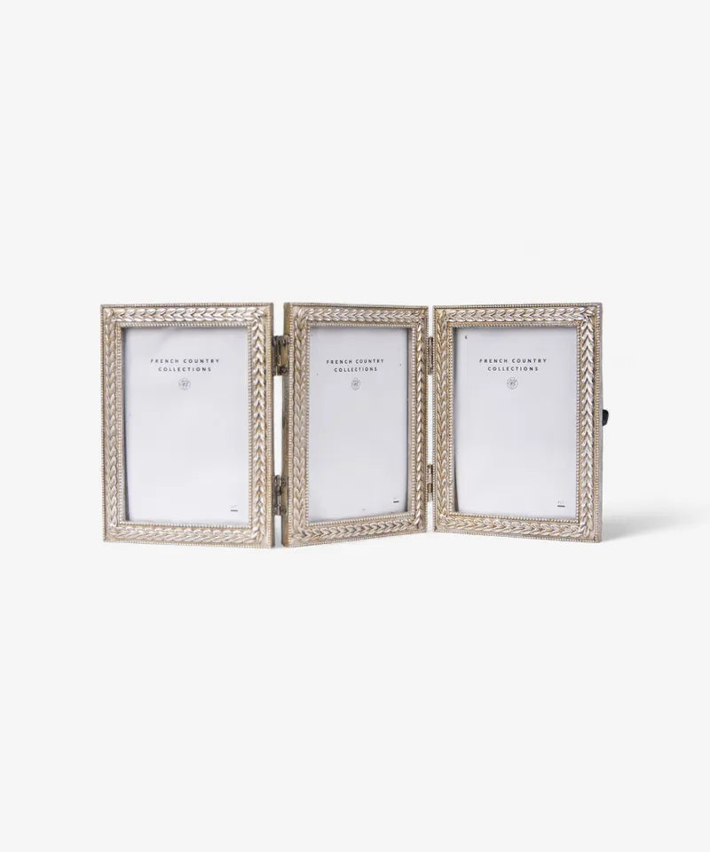 ELEANOR TRIPLE PHOTO FRAME - ANTIQUE SILVER