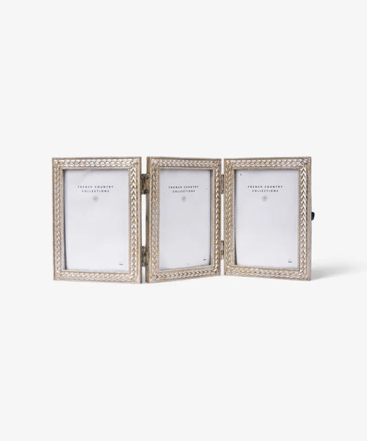 ELEANOR TRIPLE PHOTO FRAME - ANTIQUE SILVER