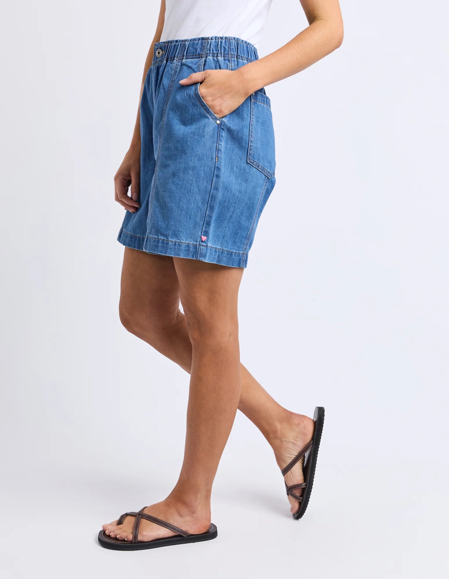 JOVIE DENIM SHORT - MID BLUE WASH