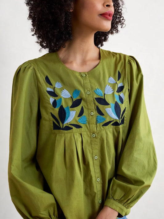 THORNAPPLE EMBROIDERED SHIRT - DARK CITRON