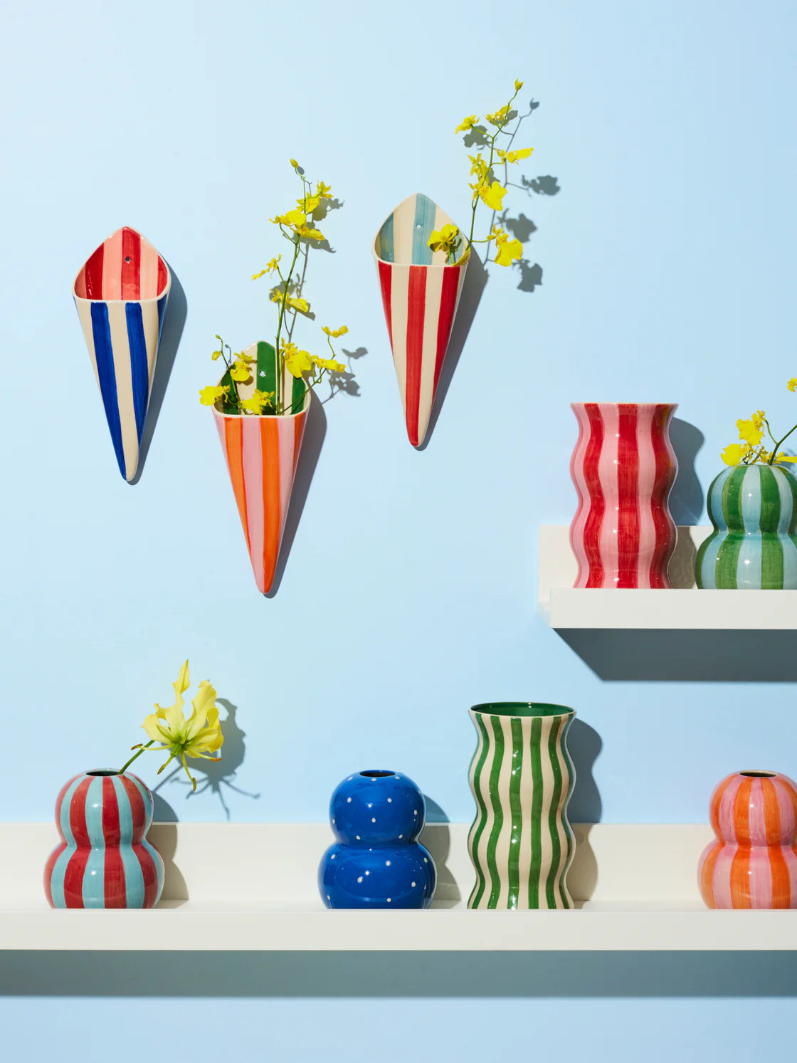FOLLY WALL VASE - BLUE STRIPE