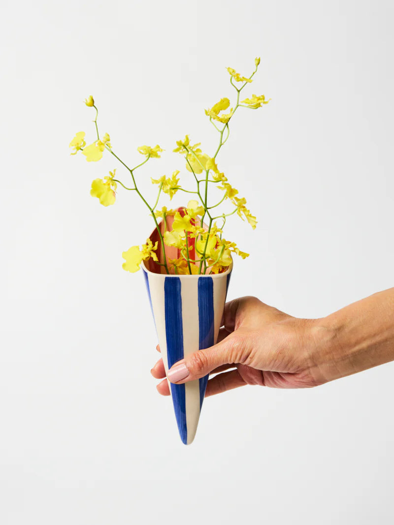 FOLLY WALL VASE - BLUE STRIPE