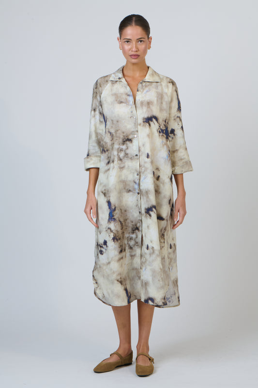 LINEN DRESS - EMEPRADOR PRINT