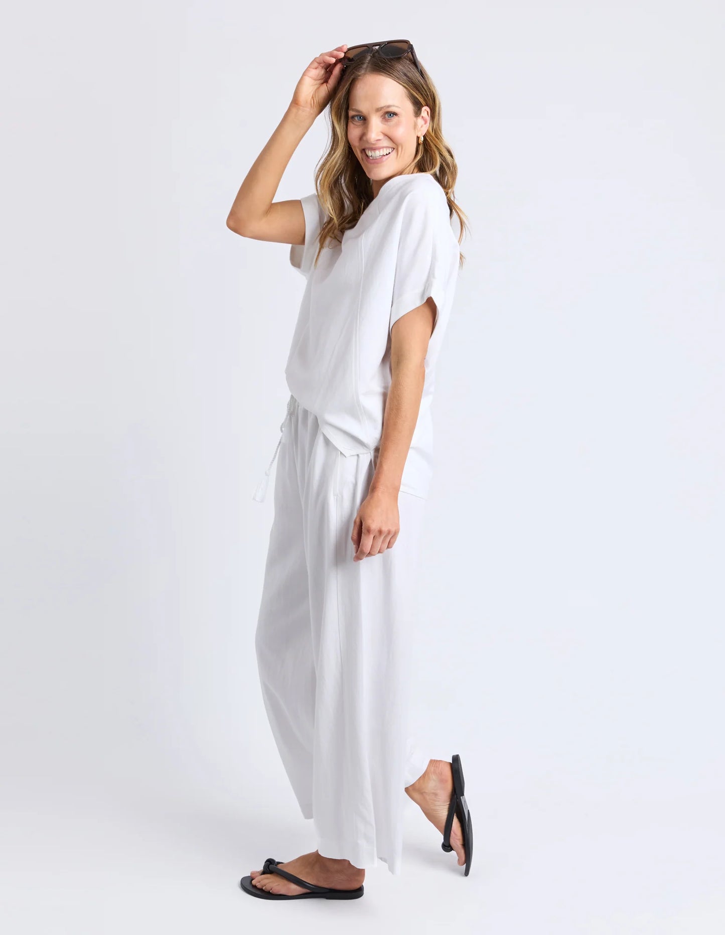 MAURA WOVEN S/S TEE - WHITE