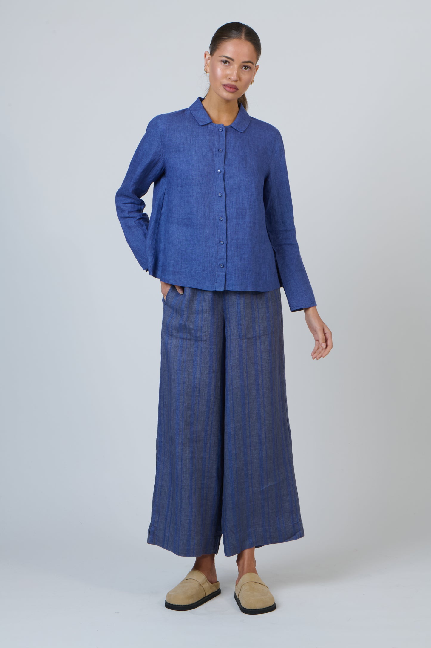 LINEN BUTTON DOWN SHIRT - PLACID