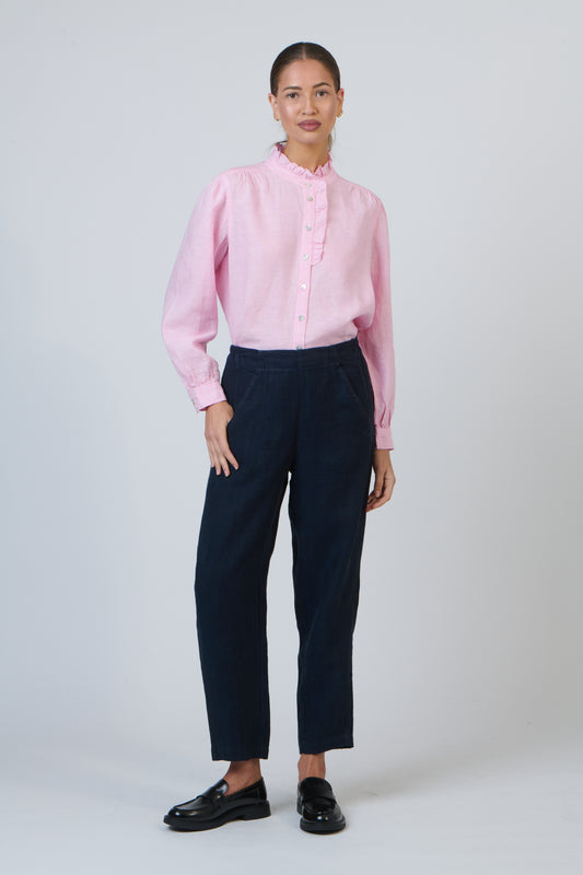 RUFFLE FRONT LINEN SHIRT - RASH