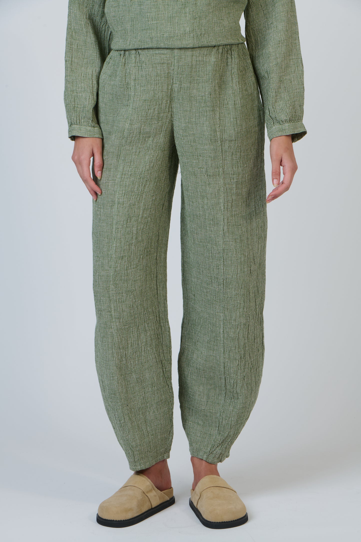 LINEN BALLOON LEG PANT - OREGANO